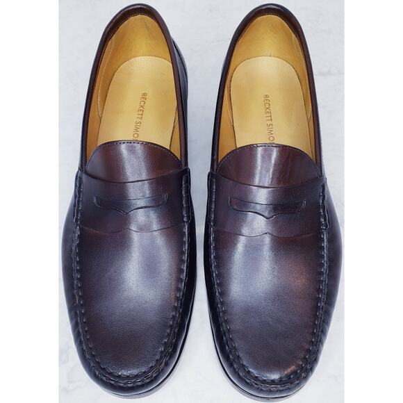 BECKETT SIMONON Cohen Penny Loafers Brown Leather Men's Size 10.5 Handcrafted - Picture 6 of 16